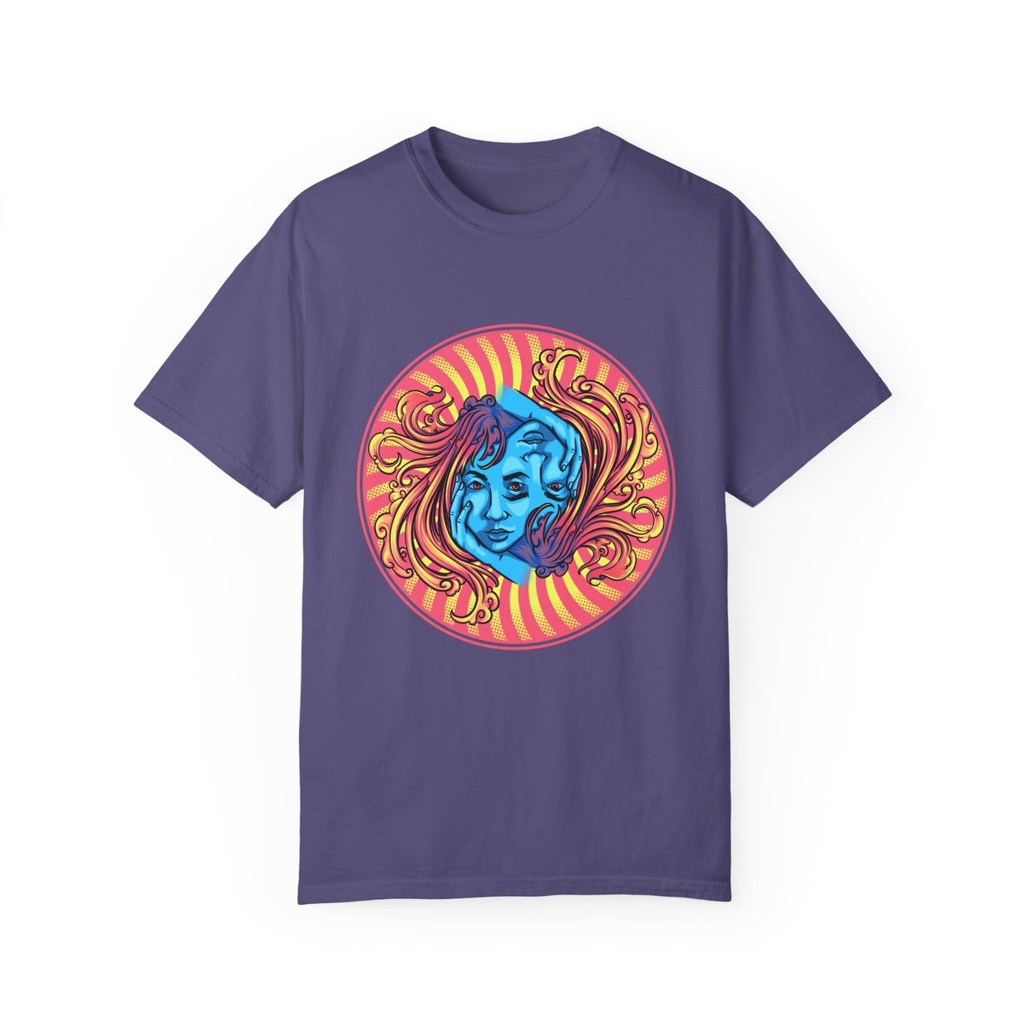 Pink Yellow Stripes ImagineKid Logo- Unisex Garment Dyed T-shirt